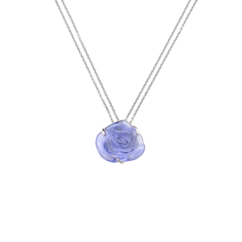 Collier en cristal Daum couleur Bleu Collection Rose Passion – Site Officiel